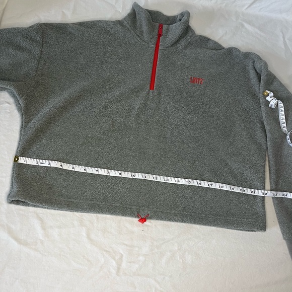 Levi’s trekker quarter zip Levis embroidery grey cropped synch waist size medium - Picture 3 of 10